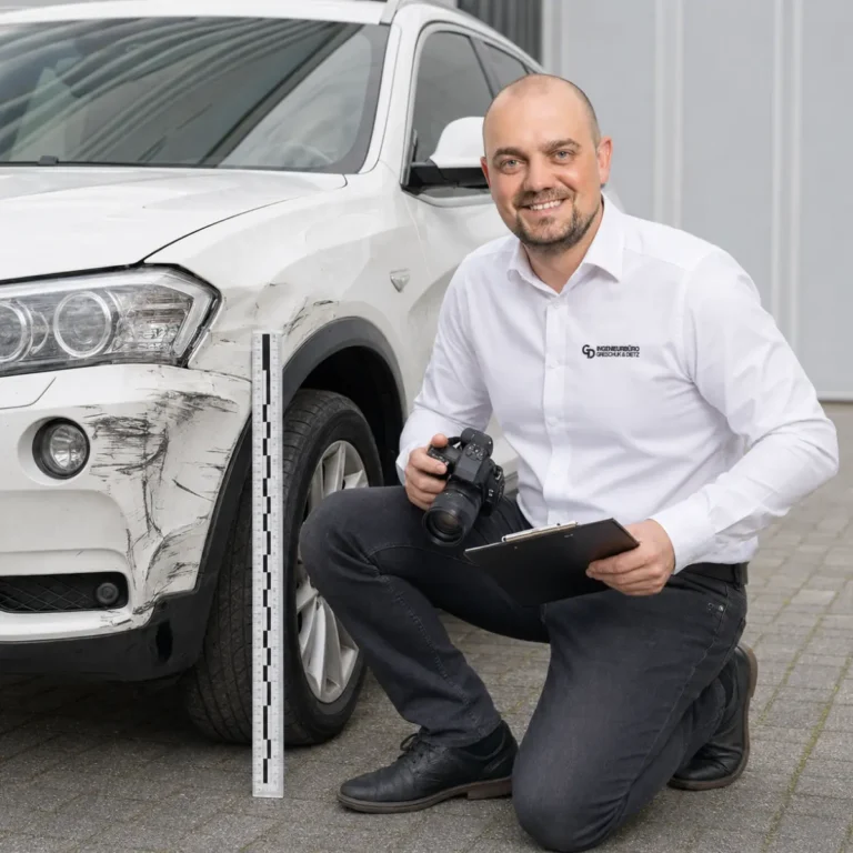 GD Ingenieurbüro dokumentiert einen Frontschaden am Fahrzeug für ein KFZ Gutachten in Heilbronn