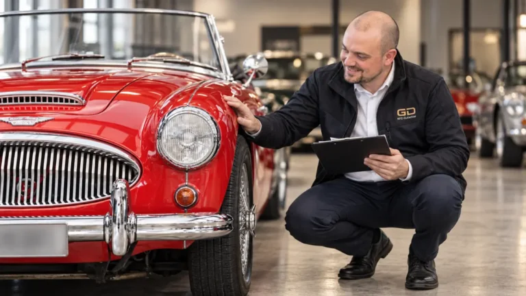 GD KFZ-Gutachter begutachtet einen Oldtimer für ein Oldtimergutachten in Wangen im Allgäu